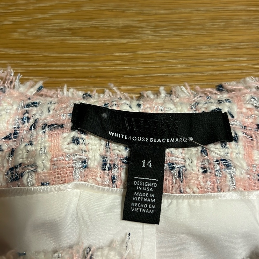$200 WHBM  Shimmery Womens Pink Tweed Jacket size 14 NEW - Picture 7 of 15